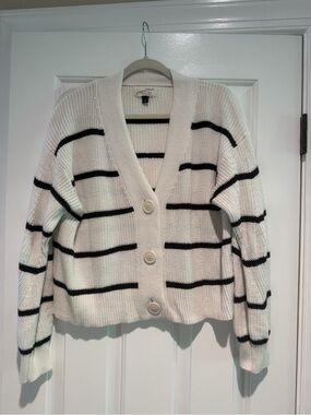Universal Thread Cream Cardigan with Black Stripes
